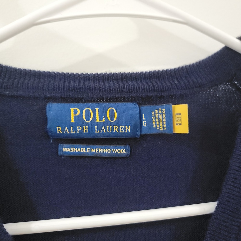 Polo Ralph Lauren Mens Wool V Neck Sweater Size Large Preppy‎ Academia Old Money - Picture 3 of 6